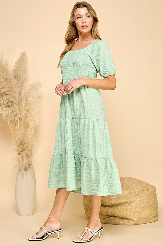 Solid Crinkle Dress