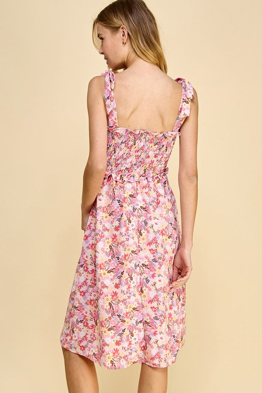 Blush Garden Smocked Midi Dress