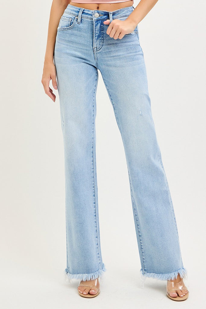 Tummy Control High Rise Long Straight Jeans