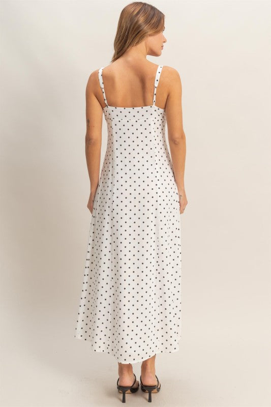 Polka Dot Scoop Neck Midi Dress