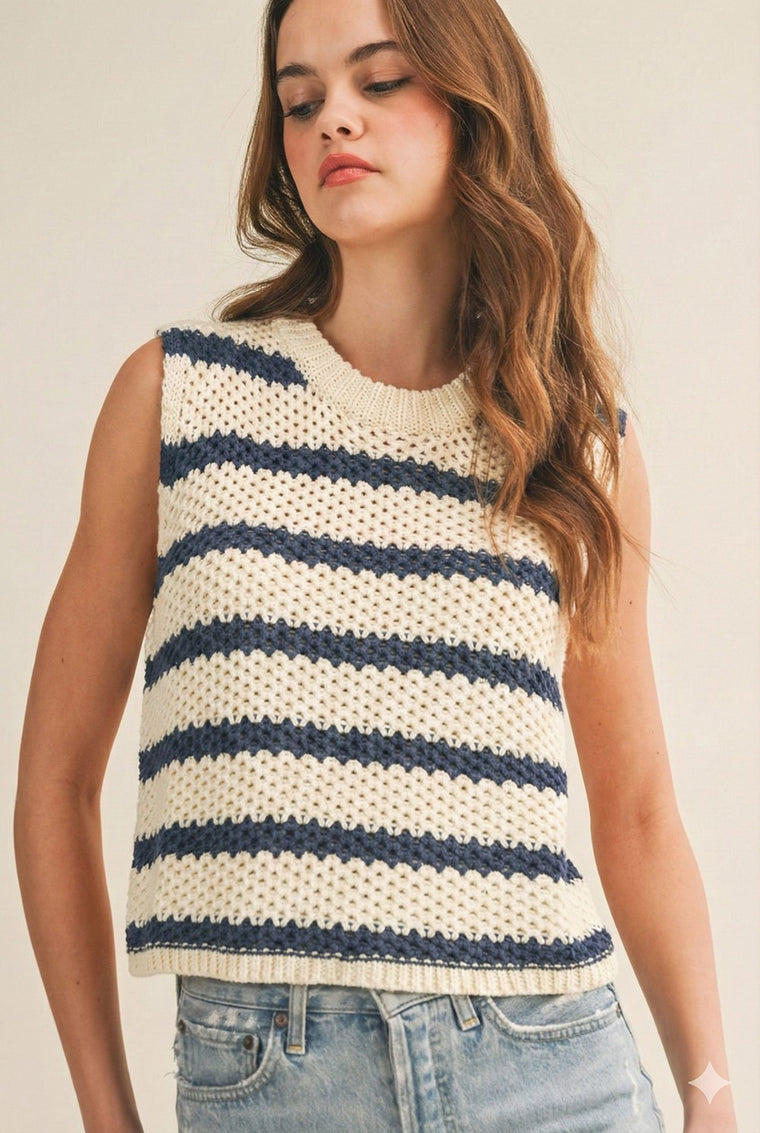 Waffle Weave Daydream Stripe Knit Vest