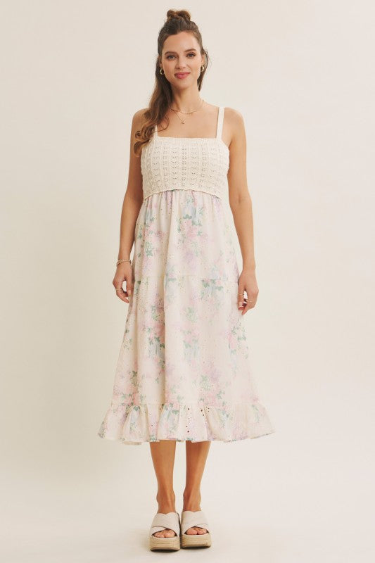 Dreamiest Crochet Twofer Midi Dress With Eyeelt