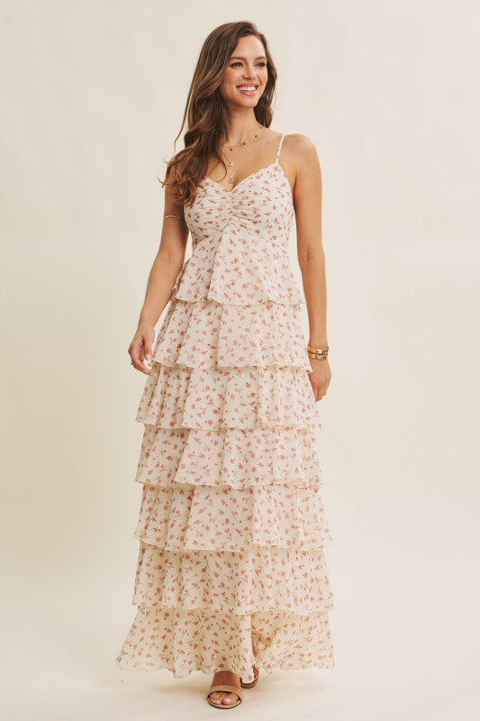Ultra Flattering Floral Tiered Smocked Maxi Dress