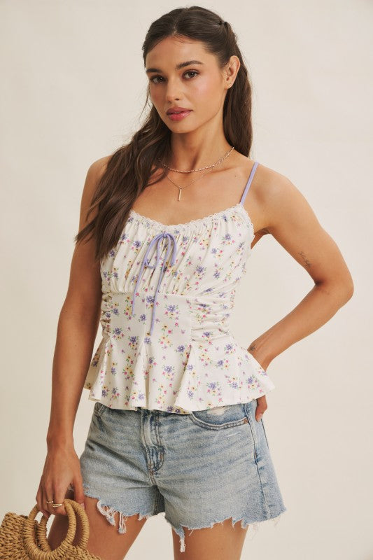 Exclusive Print Stretchy Brushed Knit Peplum Top