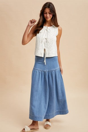 Ditsy Floral Cotton Blouse With Front Tie