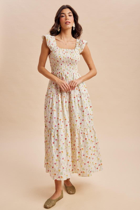 Smocked Floral Maxi Dress