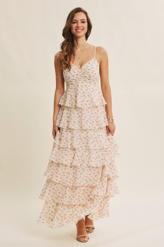 Ultra Flattering Floral Tiered Smocked Maxi Dress