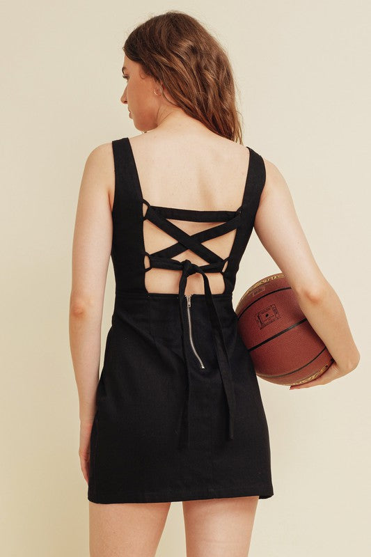 LACE UP BACK GAME DAY MINI DRESS