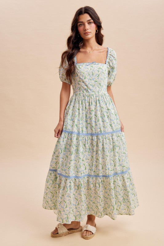 Floral Square Neck Maxi Dress