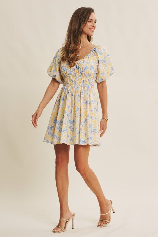 Spring Airy Watercolor Fit And Flare Mini Dress