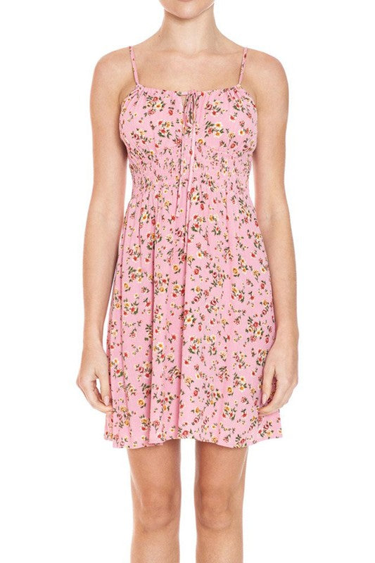 Floral Print Smocked Waist Cami Mini Dress