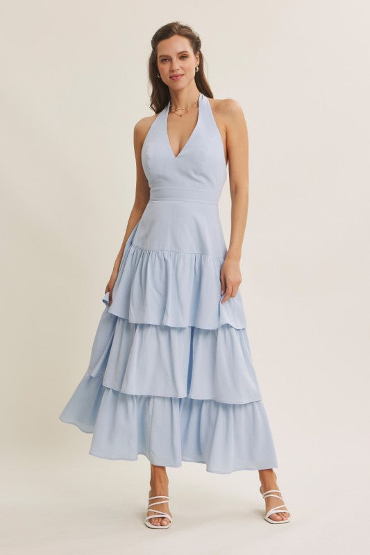 Bridal Moment Cascade Tiered Ruffles Maxi Dress