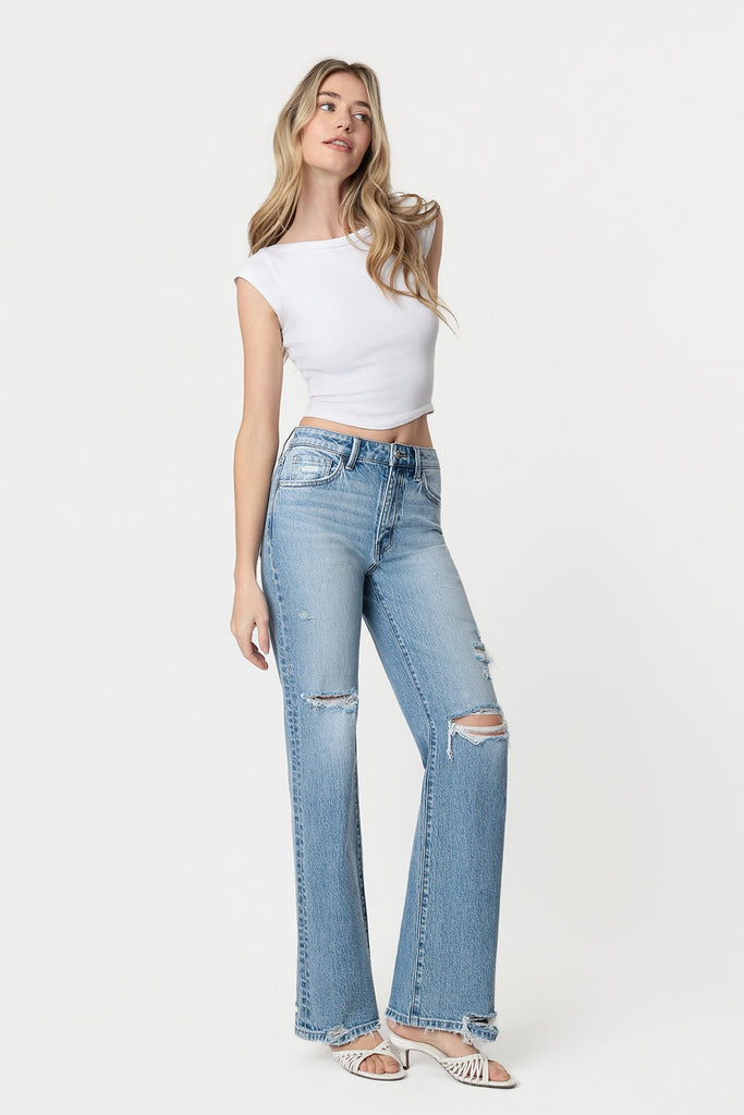 Super High Rise Distressed Vintage Flare Jeans