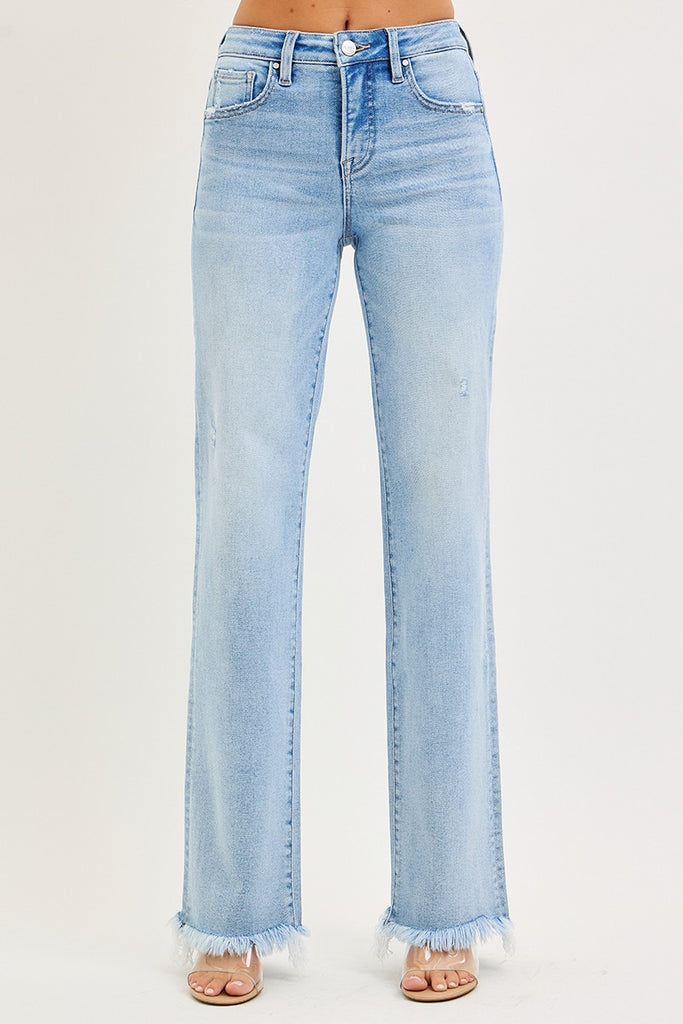 Tummy Control High Rise Long Straight Jeans