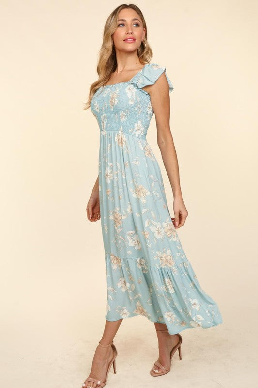 BABYDOLL FIT AND FLARE MAXI FLORAL DRESS