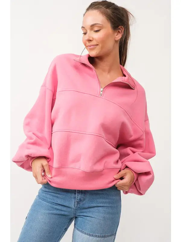 Half Zip Oversized Sweatshirt