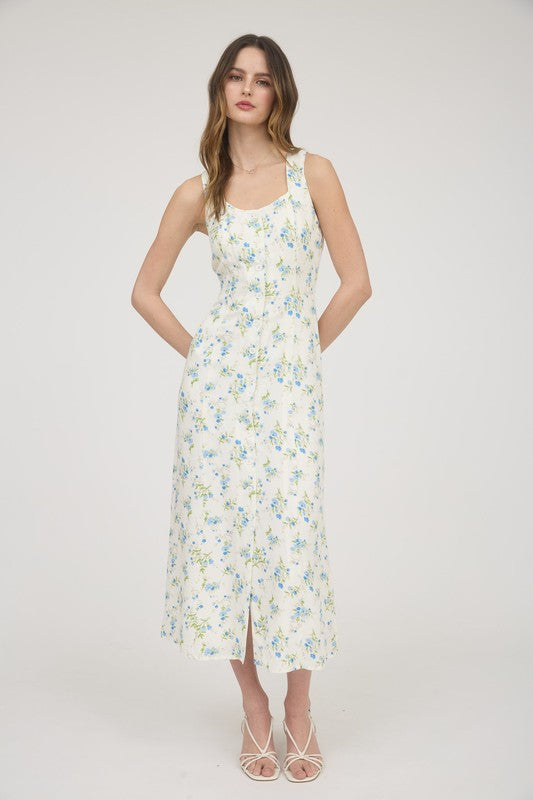 Floral Sleeveless Midi Dress