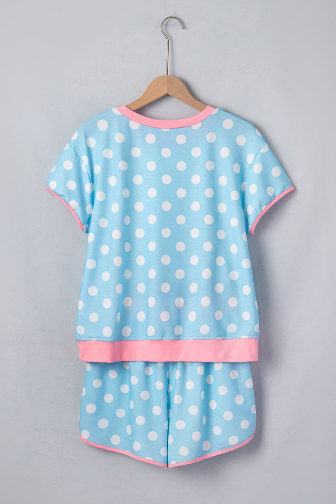 Polka Dot Contrast Edge Casual Short Set
