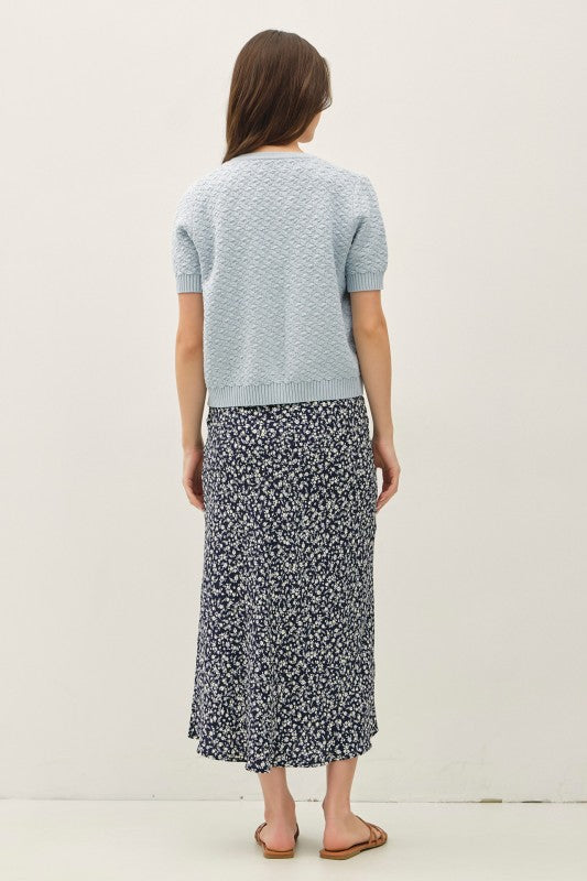 Textured Short Sleeve Cardigan