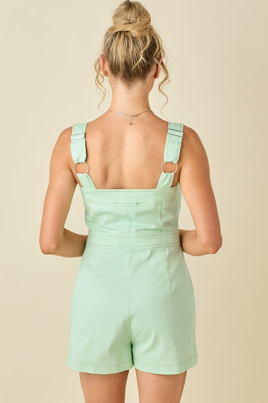 Sleeveless stretches cotton blend romper