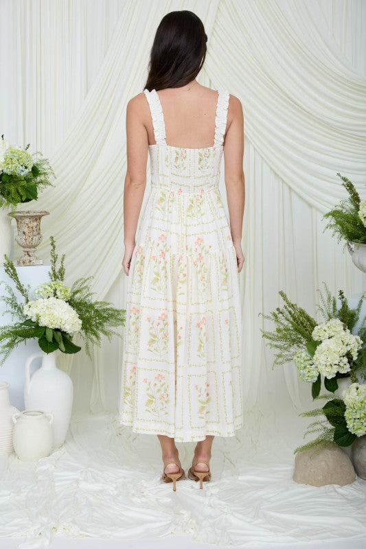 Floral Drop Waist Sleeveless Midi Dress