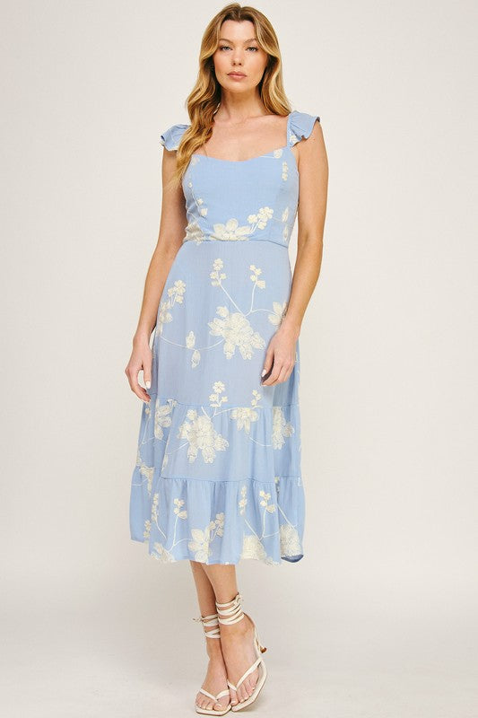 Meadow Breeze Embroidered Flutter Dress