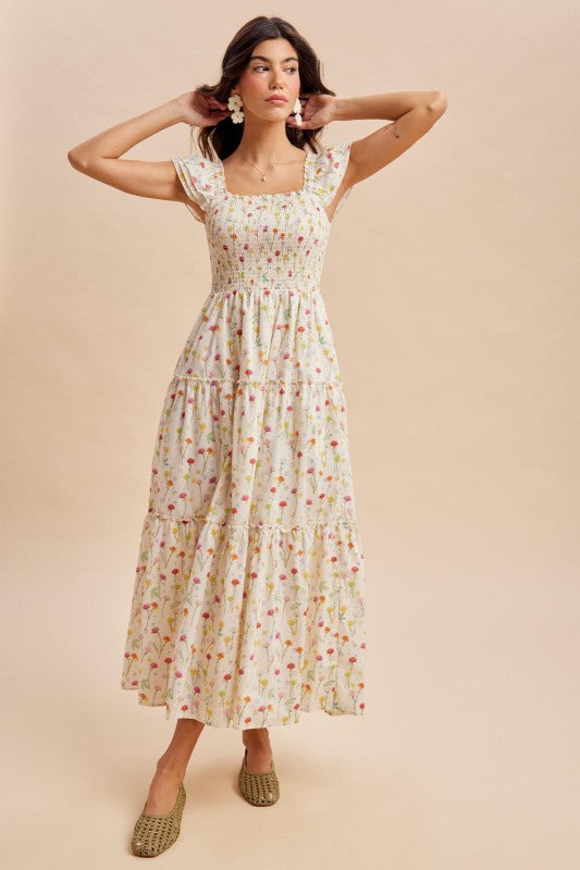 Smocked Floral Maxi Dress