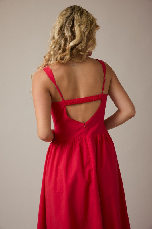 Sleeveless Bustier Poplin Midi Dress