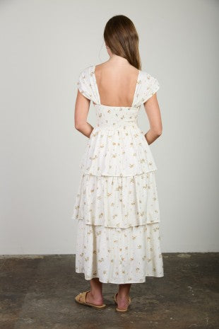 Floral Ruffle Tiered Sleeveless Midi Dress