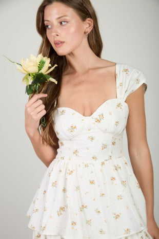 Floral Ruffle Tiered Sleeveless Midi Dress