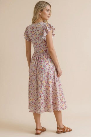 Plus Folded Ruffle Short Sleeve Babydoll Floral