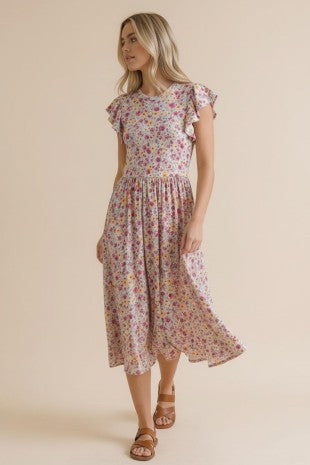 Plus Folded Ruffle Short Sleeve Babydoll Floral