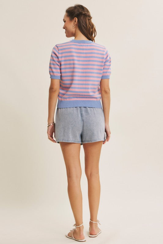 Fresh Pop Stripe Button-down Sweater Cardigan