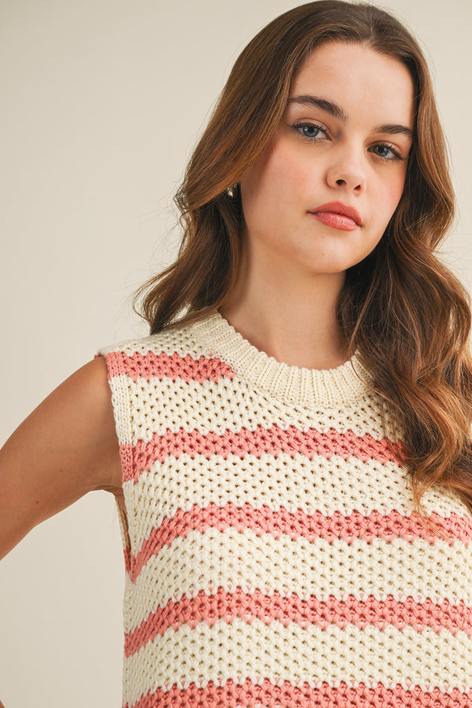 Waffle Weave Daydream Stripe Knit Vest