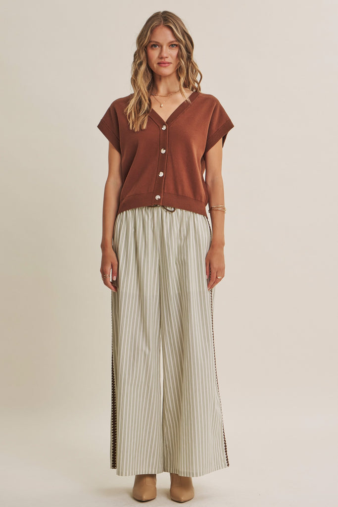 Seasonless Cotton Button-down Sweater Vest Cardigan