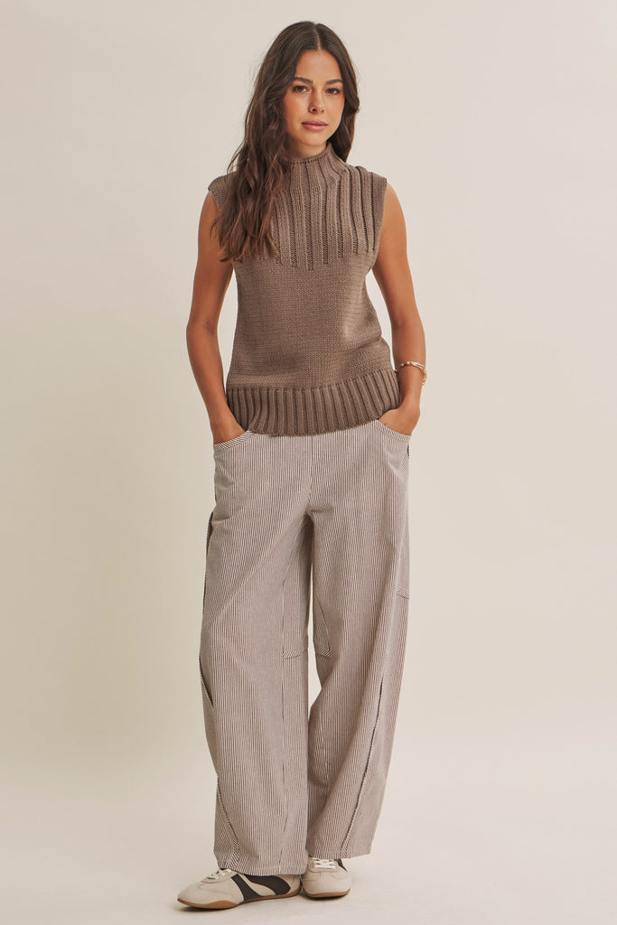 Quiet Cabin Days Ribbed Mock Neck Sweater Top
