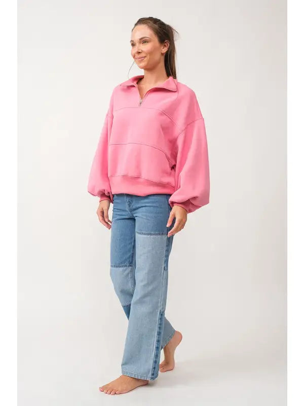 Valerie half-zip oversized sweatshirt top