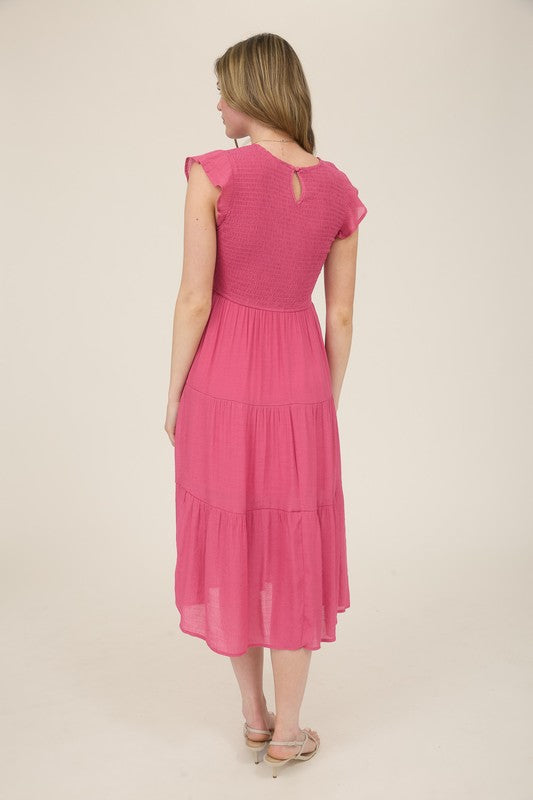Smocked Tiered Midi Dress