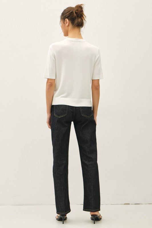 Basic Crew Neck Short Sleeve Cardigan