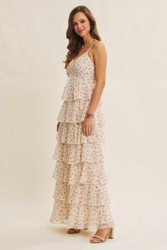 Ultra Flattering Floral Tiered Smocked Maxi Dress