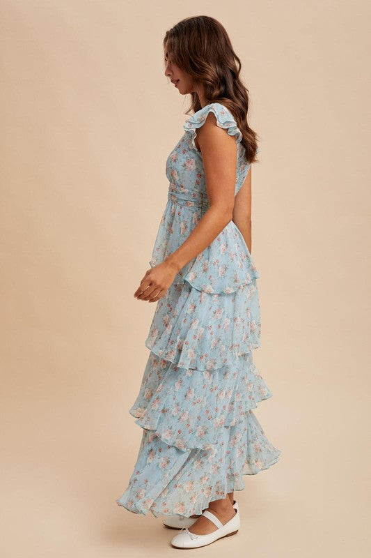 Tiered Chiffon Floral Dress