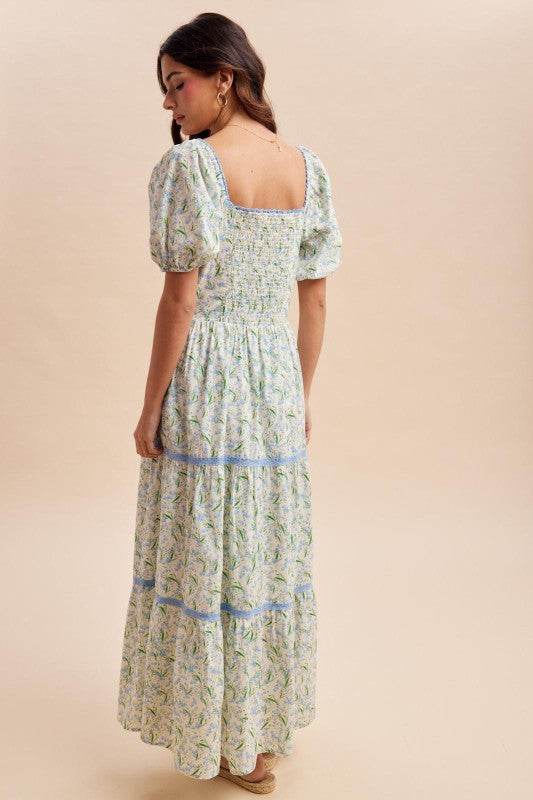 Floral Square Neck Maxi Dress
