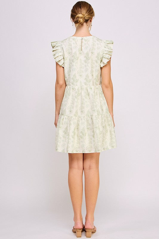 Ruffle Sleeve Floral Mini Dress