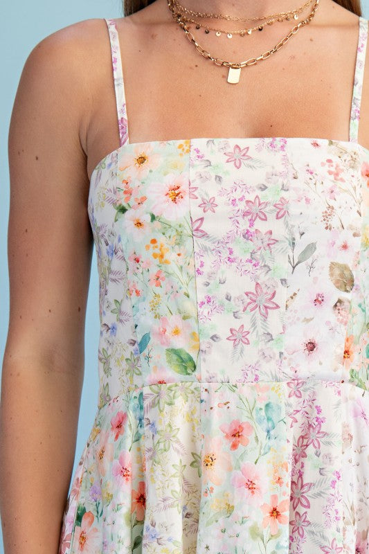 Mixed Floral Midi Dress