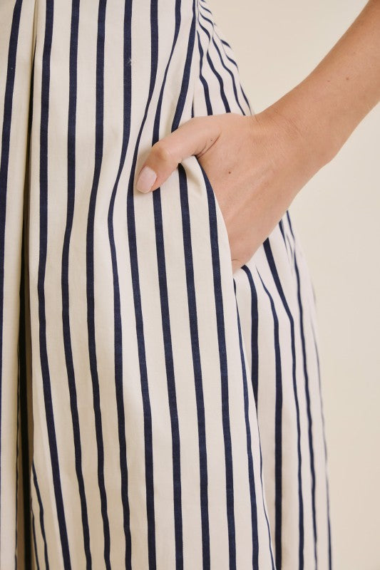 Striped Preppy Fit-and-flare Midi Dress