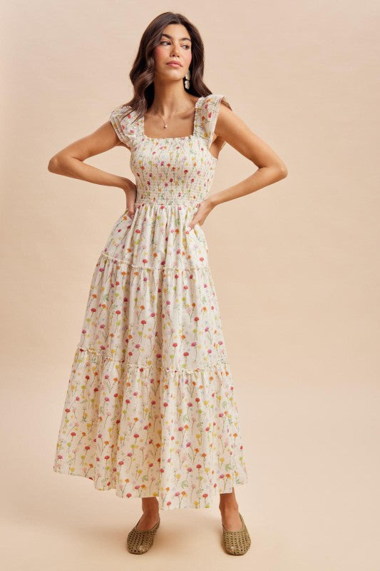 Smocked Floral Maxi Dress