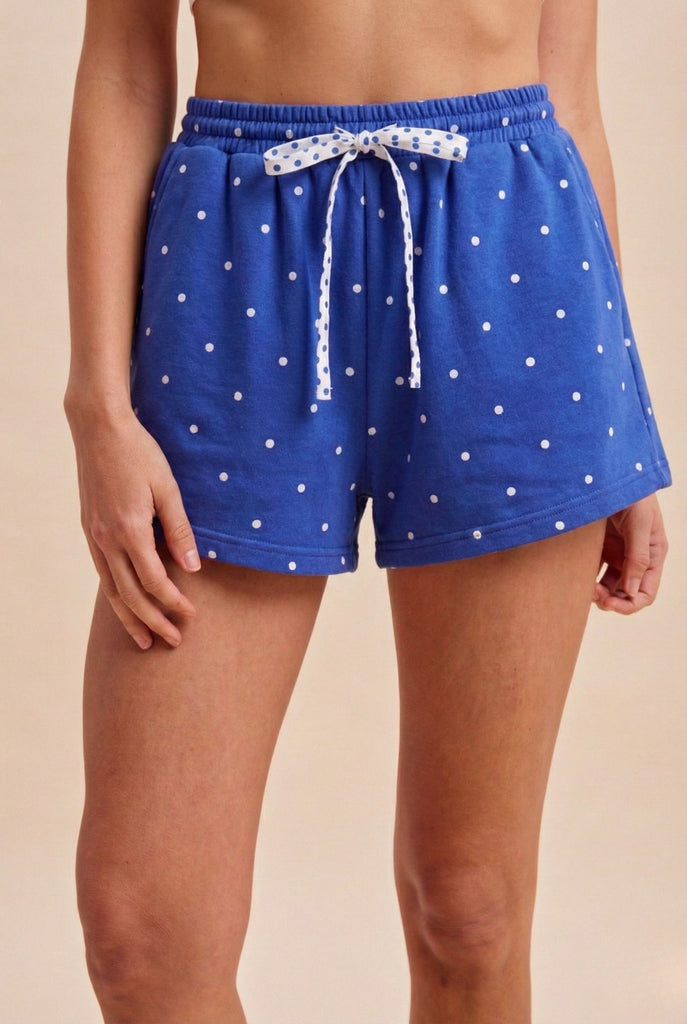 4th Of July Polka Dot French Terry Mini Shorts