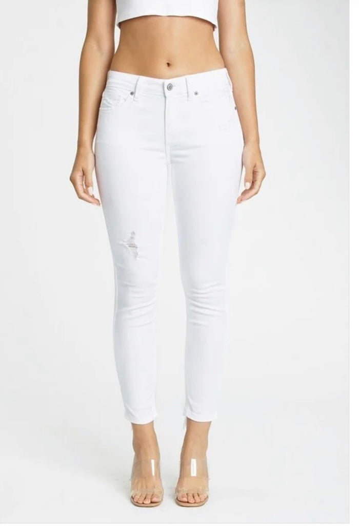 Josie Mid Rise Skinny Jeans, Pearly White