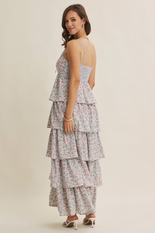 Morning Meadow Twisted Front Smocked Maxi Dress