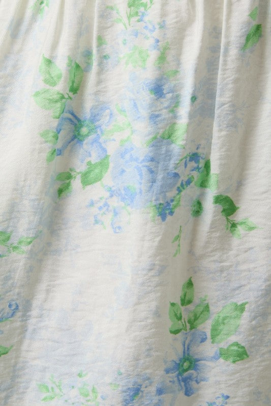 Mini Dress With Floral Print And Smocking Back